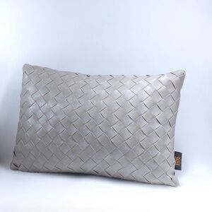 Frye Gray Faux Woven Leather 14 × 20 Decorative Lumbar Throw Pillow